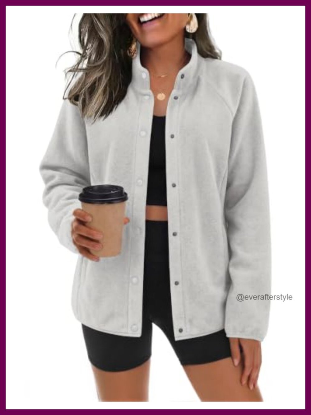 Zeagoo Fleece Jacket Button Down Stand Collar with Pockets